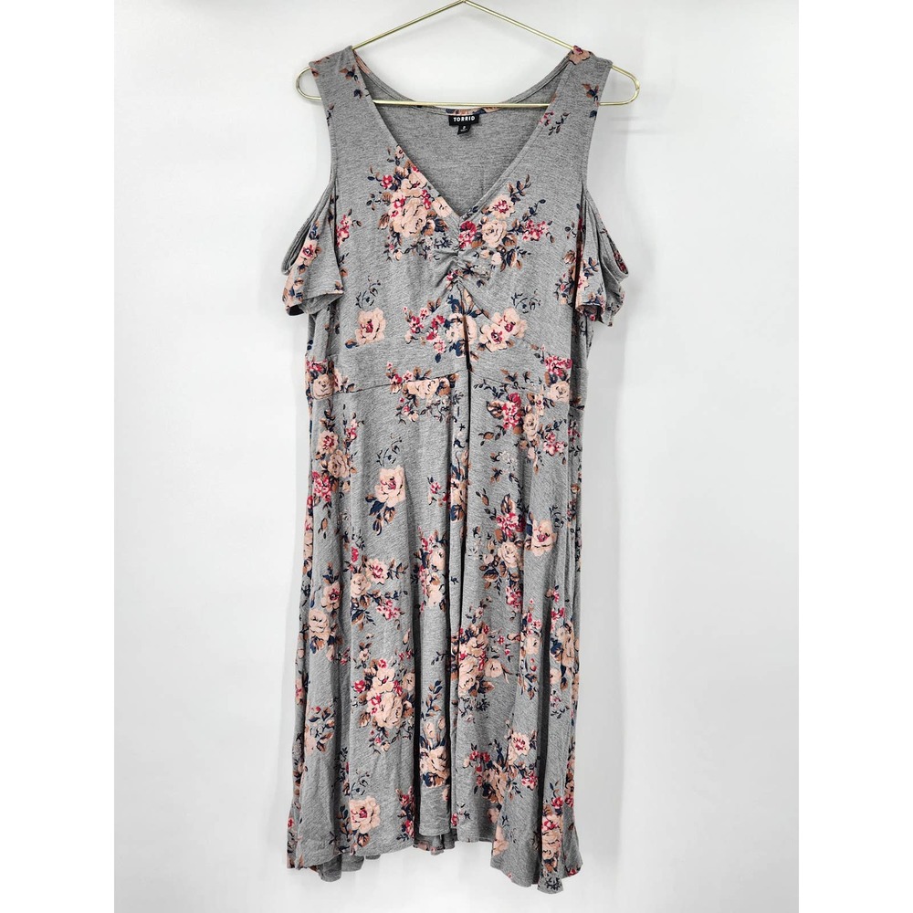 Torrid Gray Floral Midi Dress